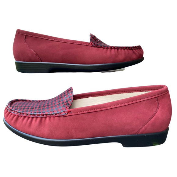 SAS Womens 10M Red Tetris Moccasin Leather Slip-On Comfort Heritage Loafers NWB - Picture 4 of 11